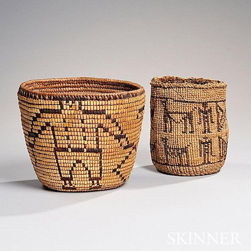 Two Northwest Pictorial Baskets