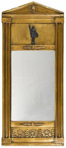 Continental giltwood mirror, ca. 1840, 34 1/4'' x 14 3/4''.