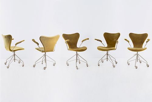 Five '3217' desk chairs, 1955
