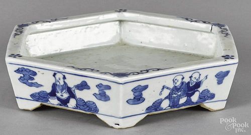 Chinese Qing dynasty blue and white porcelain undertray, 2'' x 8 3/4''.