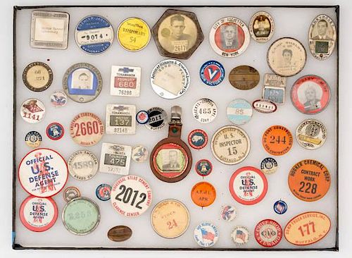 WWII US Factory Worker's ID Badges, Lot of 50 Plus 