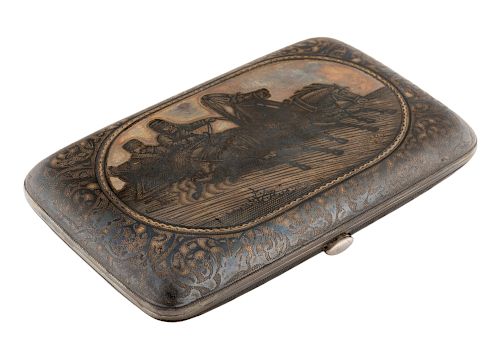 A RUSSIAN SILVER AND NIELLO CIGARETTE CASE, WORKMASTER GUSTAV KLINGERT, MOSCOW, 1898-1908