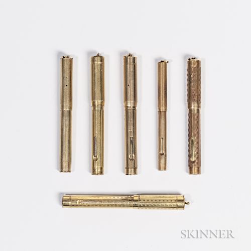 Six Sheaffer Gold-filled Ring-top Fountain Pens