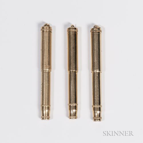 Three Parker Lucky Curve Gold-filled Ring-top Fountain Pens
