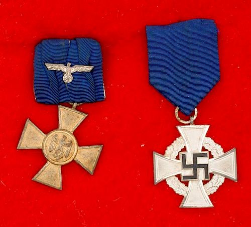 German WWII Long Service Medals, Lot of Two 