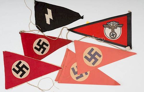 German WWII Assorted Pennants, Lot of Seven 