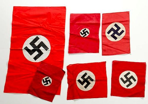 German WWII Party Flags, Lot of Six 