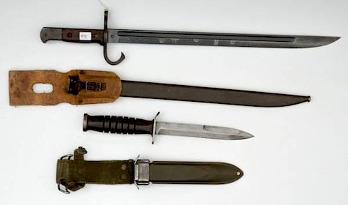 WWII M-3 Fighting Knife and Japanese Bayonet, Lot of Two 