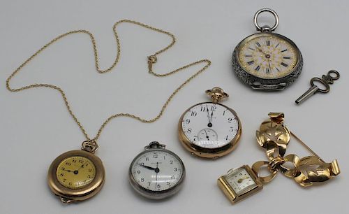 JEWELRY. Gold Pocket Watch Grouping.