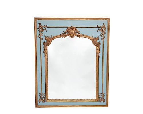 Louis XVI Style Painted and Giltwood Trumeau Mirror, late 19th century