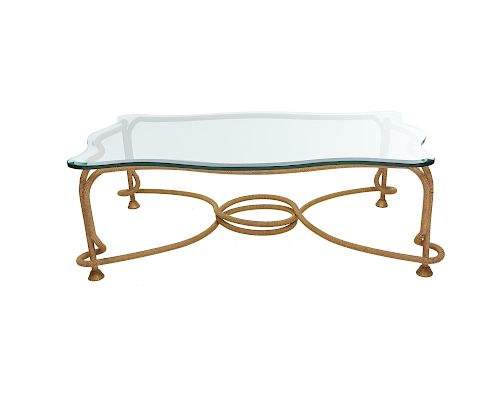 Gilt Bronze Ropetwist and Bevelled Glass Top Coffee Table, modern