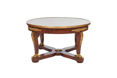 Empire Style Ormolu Mounted Marble Top Circular Low Table, early 20th century