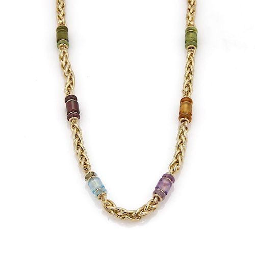 Bvlgari Bulgari Gemstone 18k Gold Chain Necklace