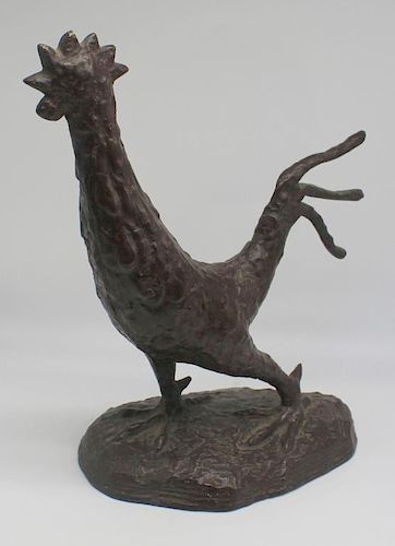 Indistinctly Signed Bronze Rooster.