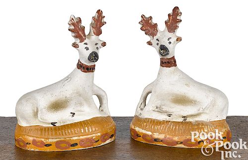 Pair of Pennsylvania chalkware deer
