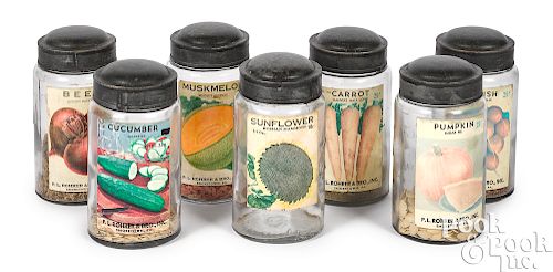 Set of twelve glass seed jars