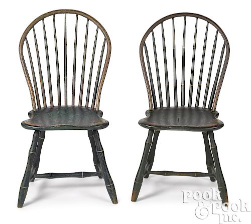 Pair of Pennsylvania hoopback Windsor chairs