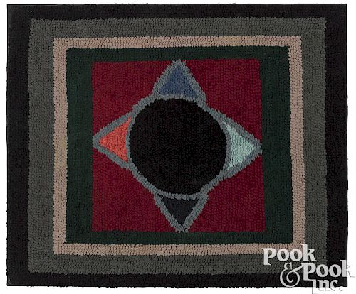Pennsylvania Amish geometric hooked rug