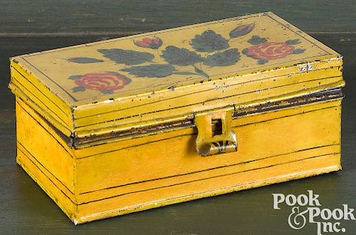 Yellow toleware dresser box
