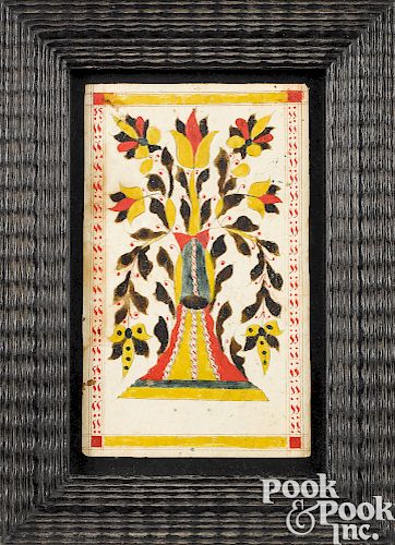 Vibrant watercolor and ink bookplate with foliage