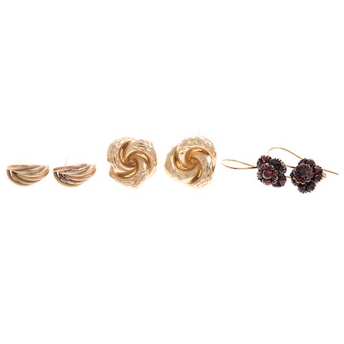A Trio of Lady's Earrings in Gold