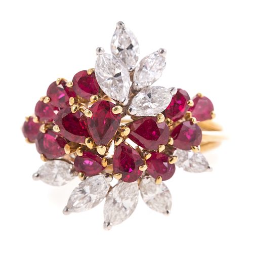 A Lady's Ruby and Diamond Ring in 18K Gold