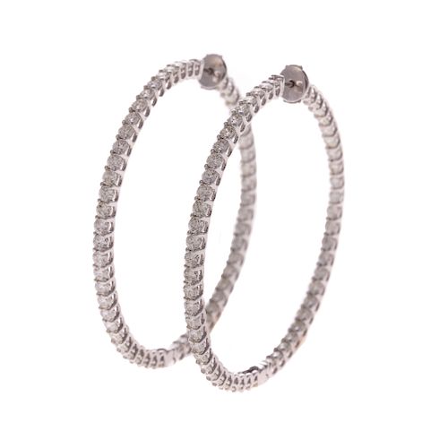 A Pair of 11.00ctw  Inside Outside Diamond Hoops