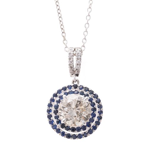 A Lady's 2.66ct Diamond Pendant with Sapphires