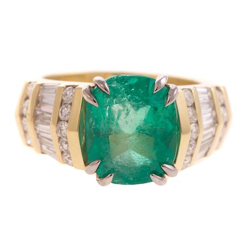 A Lady's 5.6 cts. Emerald & Diamond Ring in 18K