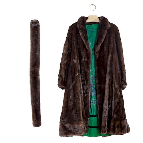 Ladies brown mink swing coat