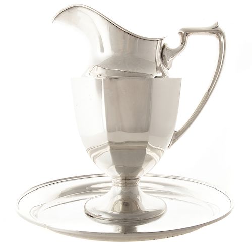 American sterling water pitcher and a tray