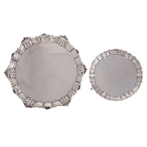 George II silver salver and card tray
