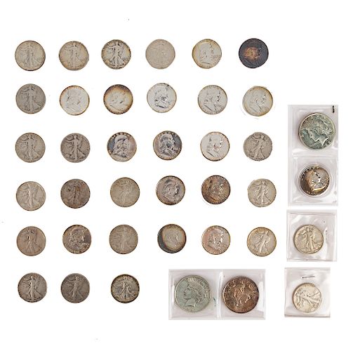 36 Silver Halves and 3 Peace Dollars