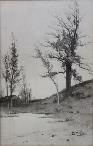FIELD, E. L. Etching. Country Landscape.
