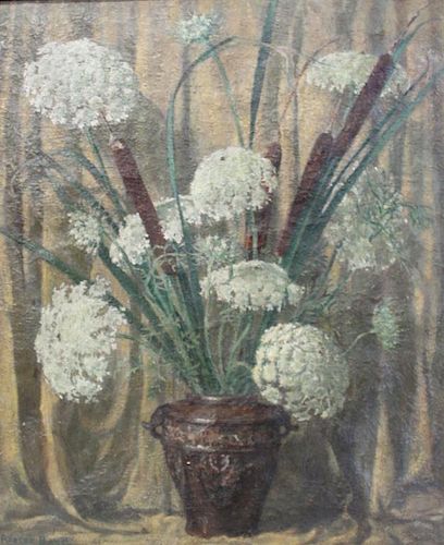 SIGNED Robert B. Oil on Canvas. Floral Still Life.