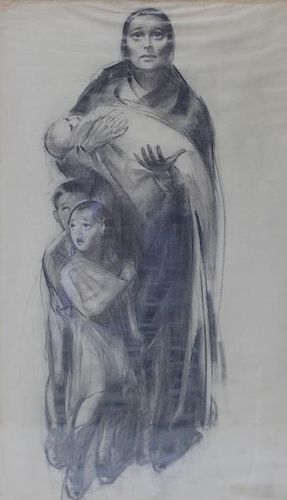 ROSE, Iver. Charcoal. Mother with Children.
