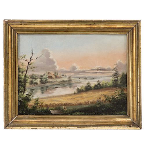American School, 19th c. Landscape, oil on canvas