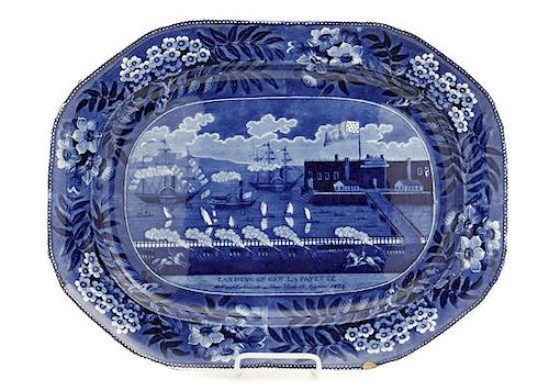 A Historical Blue Staffordshire Platter, Clews, Width 19 inches.