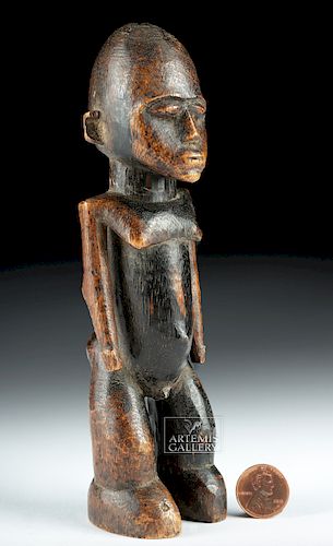 Early 20th C. African Lobi Wood Male Bateba Figure