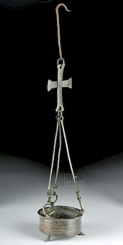 Byzantine Bronze Thurible w/ Cross