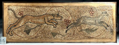 Huge / Impressive Roman Mosaic of a Stag Hunt