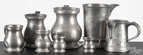 Eight English pewter measures, 18th/19th c., tallest - 6 1/2''.