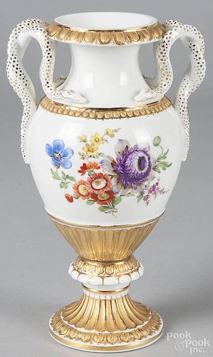 Meissen porcelain vase, early 20th c., with snake handles.