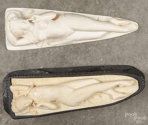 Two Chinese carved ivory doctor's models, ca. 1900, 6 3/4'' l. and 7 3/8'' l.