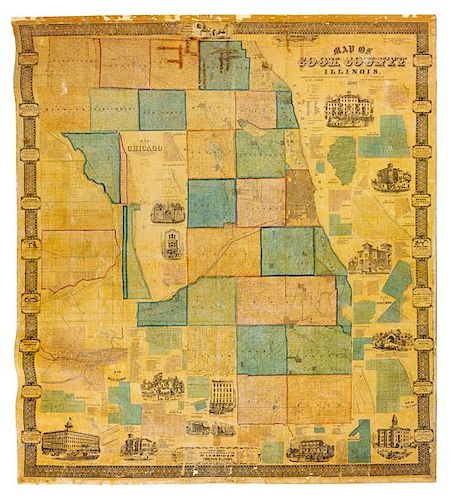 FLOWER, W. L. Map Of Cook County Illinois. [Chicago: S. H. Burnhams and J. Van Vechten, 1862].