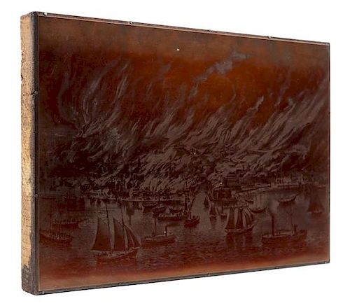 [CHICAGO FIRE]. Original printing plate, circa 1871.