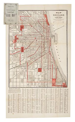 ROEHR, Frank. Map of Chicago. [Chicago, ca 1880].