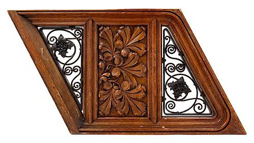 A Potter Palmer Mansion Oak and Iron Staircase Panel Height 18 3/4 inches.