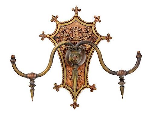 A Columbus Memorial Building Brass and Bronze Wall Sconce Height 13 3/4 inches.
