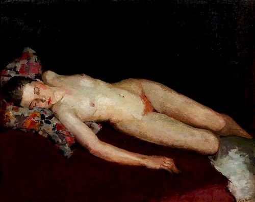 Tunis Ponsen, (American, 1891-1968), Female Nude in Repose, c. 1920